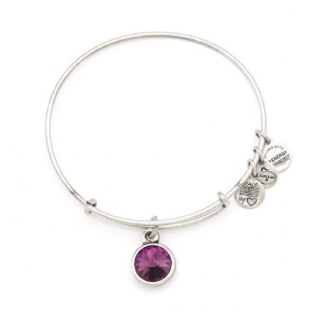 Alex and Ani Amethyst Birthstone Bangle - Silver